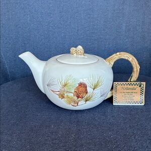 Ceramic Teapot with Pinecone Accent on Cover